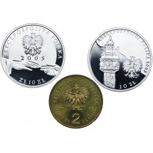 Zestaw III RP, 2 złote, 10 złotych 2005, Jan Paweł II (3szt.)