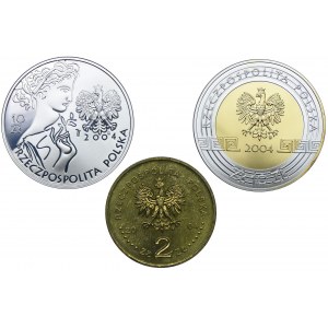 Zestaw III RP, 2 złote, 10 złotych 2004 Igrzyska Olimpijskie-Ateny 2004 (3szt.)
