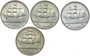 Set II RP, 2 oro 1936 Nave a vela (4 pezzi)