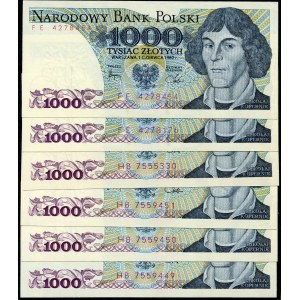Zestaw banknotów, 1.000 złotych 1982 -HB, FE - (5szt.)