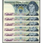 Zestaw banknotów, 1.000 złotych 1982 -HB, FE - (5szt.)