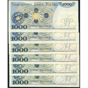 Zestaw banknotów, 1.000 złotych 1982 -HB, FE - (5szt.)