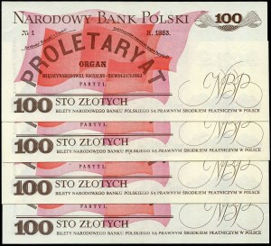 Ensemble de billets, 100 zloty 1988 - TB - (4pc).