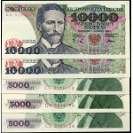 Zestaw banknotów, 5.000 złotych 1982, 10.000 złotych 1988 (5szt.)