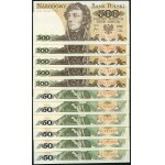 Zestaw banknotów, 50 złotych 1988, 500 złotych 1982 (11szt.)