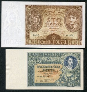Set of banknts, 20 zloty 1931, 100 zloty 1934 (2pcs).