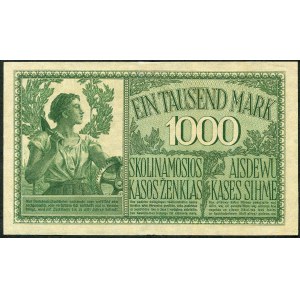 Kaunas, 1,000 marks 1918 - A - 7 figures, green signatures