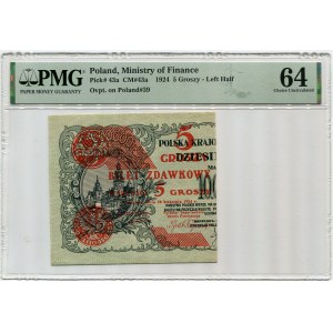 5 pennies 1924, left half of PMG 64 EPQ