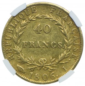 Francja, Napoleon, 40 franków 1806 I, Limoges, NGC XF40