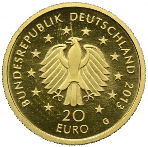 Allemagne, 20 euro 2013 G, Karlsruhe, Arbres d'Allemagne-pin, or