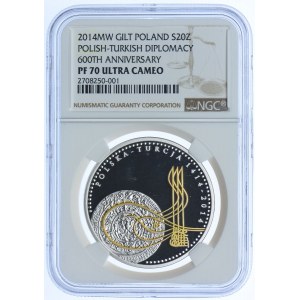 20 gold 2014, 50 Turkish lira 2014, 600 years of Polish-Turkish diplomatic relations, NGC PF70 ULTRA CAMEO(2pcs).