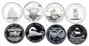 Canada, $1 1974-1986, Ottawa, ensemble de 8 pièces