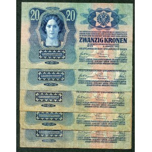 Austria, 20 crowns 1913 (5 pieces).