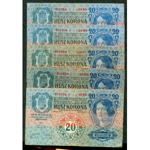 Austria, 20 crowns 1913 (5 pieces).
