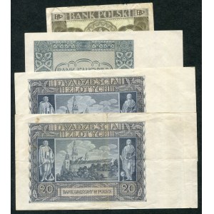 Set of banknotes, 2 zlotys 1936, 5 zlotys 1941, 20 zlotys 1936 (4pcs).
