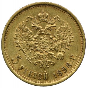Rosja, Mikołaj II, 5 rubli 1898 АГ, Petersburg