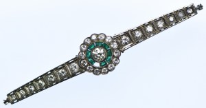 Gold bracelet, 29 diamonds, 8 emeralds - certificate