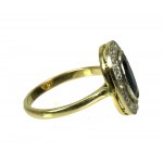 Men's gold signet ring with onyx and diamonds (103)