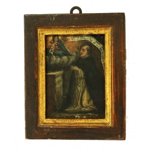 St. Jacek Odrowąż patron saint of Poland, 17th century, oil, copper plate (42)