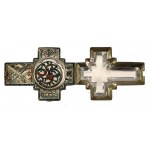 Krzyż relikwiarz, z kryształu górskiego, emalia (401)