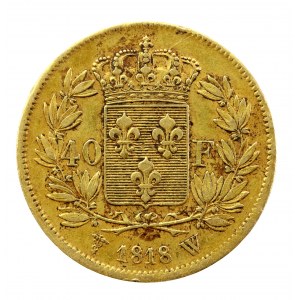 Francja, Ludwik XVIII, 40 franków 1818 W, Lille (549)