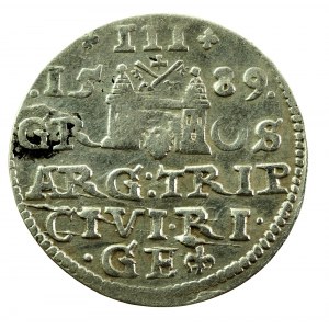 Zygmunt III Waza, Trojak 1589, Ryga - jedna lilia za GE (418)