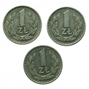 PRL, zestaw 1 złoty 1969, 1970, 1972. Razem 3 szt. (703)