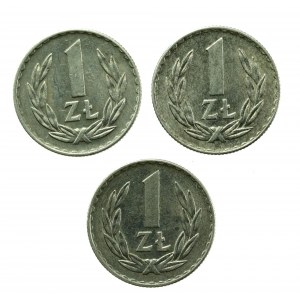 PRL, zestaw 1 złoty 1971, 1972, 1973. Razem 3 szt. (704)