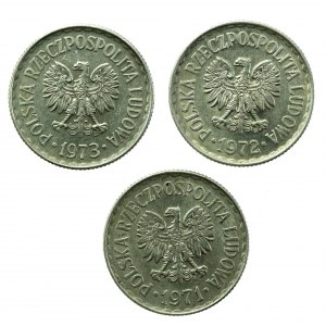 PRL, zestaw 1 złoty 1971, 1972, 1973. Razem 3 szt. (704)