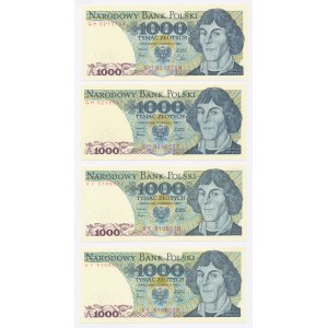 PRL, 1000 złotych 1982. Różne serie. Razem 4 szt. (426)