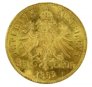 Austria, Franz Joseph I, 8 florins = 20 francs 1892, Vienna, New minting (178)