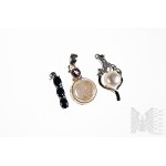 Set of Pendants with Natural Stones min: Sapphires, White Topaz and Amethyst and Natural Pearls, 925 Silver.