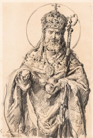 Jan Matejko (1838 - 1893), Święty Mikołaj (rysunek do ikonostasu w cerkwi św. Norberta w Krakowie), 1888