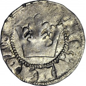 W. Jagiełło, Półgrosz 1431-1434, korona mocno rozłożysta, bez znaku