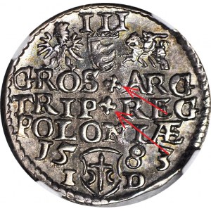 R-, Stefan Batory, Trojak 1583, Olkusz, krzyżyki na rewersie - rzadkie