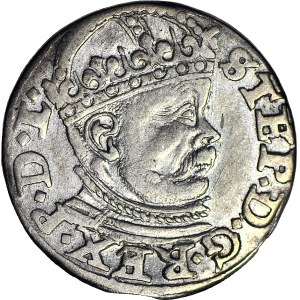 Stefan Batory, Trojak 1586, Ryga, duża głowa, nienotowana interpunkcja