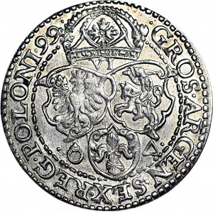 R-, Zygmunt III Waza, Szóstak 1599, Malbork, duża głowa, rzadki, menniczy