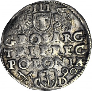 Zygmunt III Waza, Trojak 1590 ID, Poznań, Przegonia, zarost na brodzie