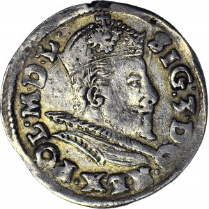 R-, Zygmunt III Waza, Trojak 1595 Lublin, SIG3, data po bokach herbu Lewart, Kopicki R5