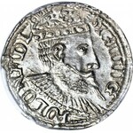 R-, Zygmunt III Waza, Trojak 1599 Olkusz, BŁĄD bez tytulatury królewskiej - LITERY R (REX), menniczy