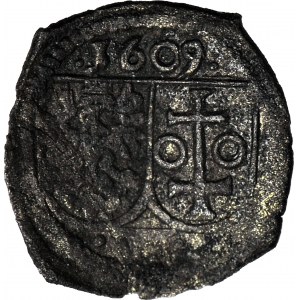 RR-, Zygmunt III Waza, Denar 1609, Wschowa, kropki po bokach, R5
