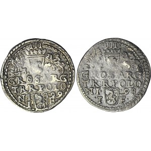 2 szt., Zygmunt III Waza, Trojaki 1598 i 1599, Olkusz