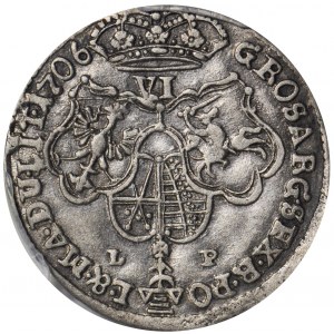 RR-, August II Mocny, Szóstak koronny 1706, Moskwa, bardzo ładny