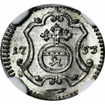 August III Sas, Halerz 1753, Drezno, WYŚMIENITY, rzadszy rocznik