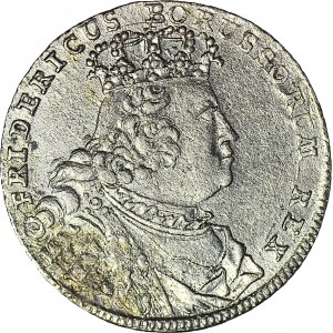 RR-, Naśladownictwo pruskie orta lipskiego Augusta III, 18 krajcarów Wrocław 1755