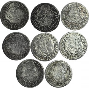 Śląsk, Księstwo Legnicko-Brzesko-Wołowskie, Krystian Wołowski, Zestaw ośmiu monet 3 krajcary, Brzeg