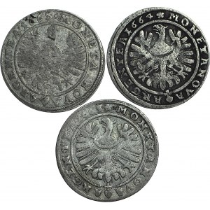 Śląsk, Księstwo Legnicko-Brzesko-Wołowskie, Krystian Wołowski, Zestaw trzech monet 15 krajcarów, Brzeg