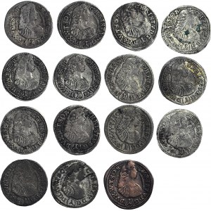 Śląsk, Księstwo Oleśnickie, Krystian Ulryk, Zestaw piętnastu monet 1 krajcar, Oleśnica