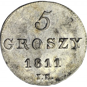 Księstwo Warszawskie, 5 groszy 1811 IS, piękne