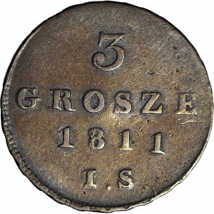 Księstwo Warszawskie, 3 grosze 1811 IS